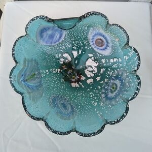Vintage Italian Murano Glass Bent-Lip Millefiori Bowl